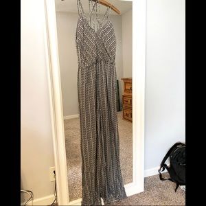 White and black halter romper